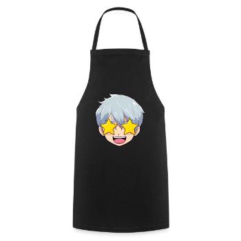 Emoji Visage Anime Étonné - Chemise Anime - Tablier de cuisine - noir - Devant - AI Model Male 185 dark (185cm)
