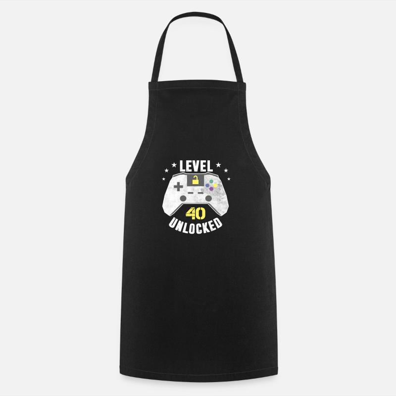 Level 40 Unlocked - 40th Birthday Gift Design - Cooking Apron - black