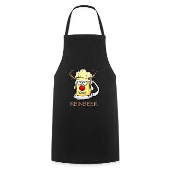 CREAM - Reindeer Christmas Gift Idea - Cooking Apron - black - Front - AI Model Male 185 dark (185cm)