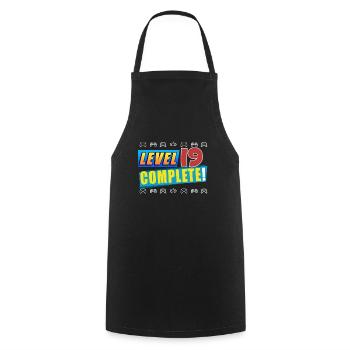 Level 19 Complete! - 19th Unlocked Birthday Gift - Cooking Apron - black - Front - AI Model Male 185 dark (185cm)