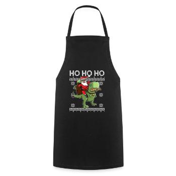HO HO HO - Santa Claus T-Rex Gingerbread Man Gifts - Kochschürze - Schwarz - Vorne - AI Model Male 185 dark (185cm)