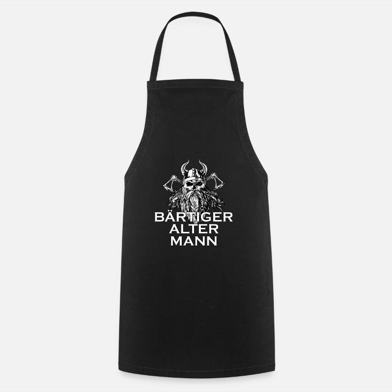 Wikinger Mann Bart Spruch Geschenkidee - Kochschürze - Schwarz