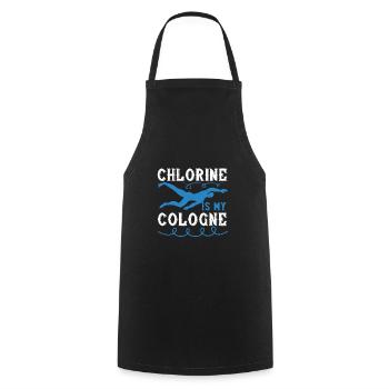 Schwimmen Chlor ist mein Eau de Cologne - Kochschürze - Schwarz - Vorne - AI Model Male 185 dark (185cm)