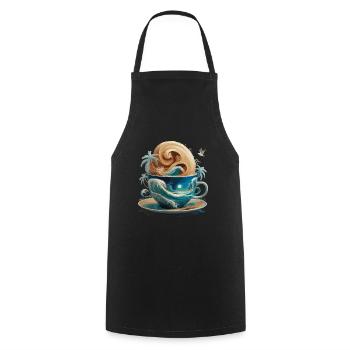 Tropical Beach Waves Kaffeetasse für eine - Kochschürze - Schwarz - Vorne - AI Model Male 185 dark (185cm)