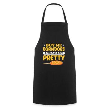 Drôle Achetez-moi des chiens de maïs appelez-moi jolie cuisine de rue - Tablier de cuisine - noir - Devant - AI Model Male 185 dark (185cm)