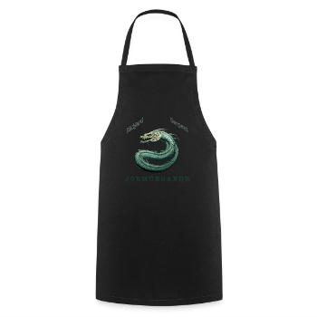 Midgardschlange Jormungandr mit cooler Aufschrift - Kochschürze - Schwarz - Vorne - AI Model Male 185 dark (185cm)