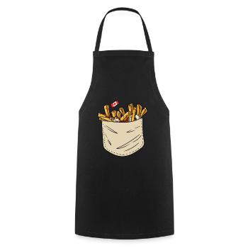 Kanadische Poutine Pommes Frites Mittagessen - Kochschürze - Schwarz - Vorne - AI Model Male 185 dark (185cm)