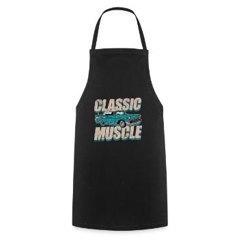 Classic Muscle Hot Rod American Vintage Car - Cooking Apron - black - Front - AI Model Male 185 dark (185cm)