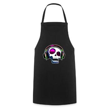 Crazy Skull with Headphones Art - Cooking Apron - black - Front - AI Model Male 185 dark (185cm)