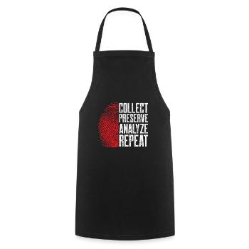 Collecter Préserver Analyser Répéter | Médico-légal - Tablier de cuisine - noir - Devant - AI Model Male 185 dark (185cm)