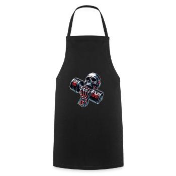 Crâne de musculation No Limit Workout avec haltère - Tablier de cuisine - noir - Devant - AI Model Male 185 dark (185cm)
