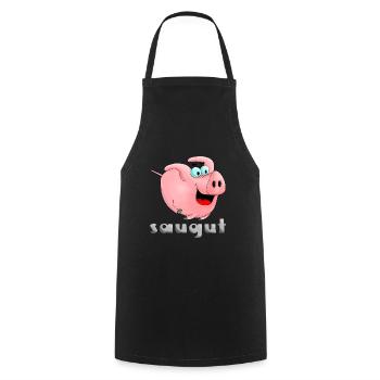 Suction - sow - piglets - Cooking Apron - black - Front - AI Model Male 185 dark (185cm)