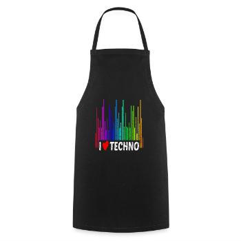 Love Techno - Kochschürze - Schwarz - Vorne - AI Model Male 185 dark (185cm)