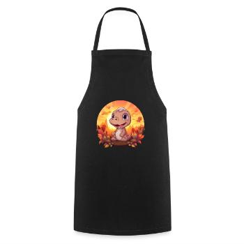 Autumn Dino Trex Dinosaur Foliage Autumn Sunset - Cooking Apron - black - Front - AI Model Male 185 dark (185cm)