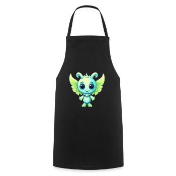 Alien dans le style de la bande dessinée comme un ange avec des ailes - Tablier de cuisine - noir - Devant - AI Model Male 185 dark (185cm)