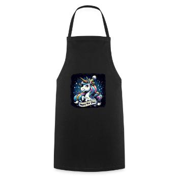 New Year Sylvester Unicorn Congratulations - Cooking Apron - black - Front - AI Model Male 185 dark (185cm)