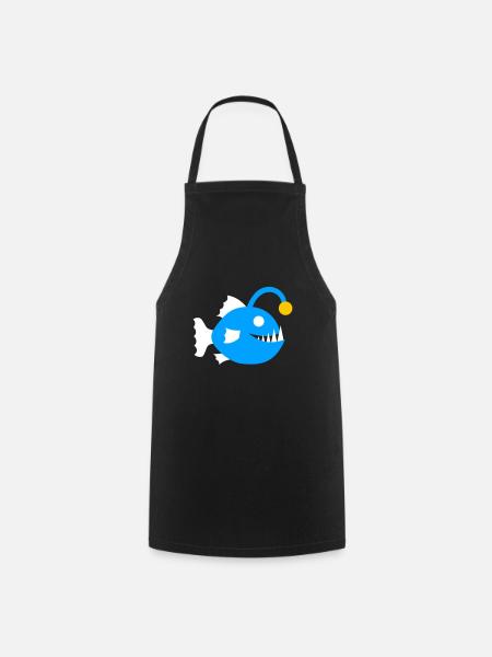 Fisch Anglerfisch Tiefsee Tiefseefisch Grafik Icon - Kochschürze - Schwarz