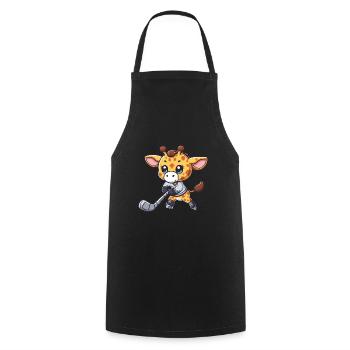Giraffe Ice Hockey - Long-necked player on the - Cooking Apron - black - Front - AI Model Male 185 dark (185cm)