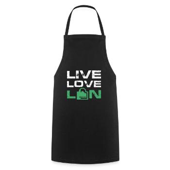 Live Love Lan IT Tech Network Admin Administration - Kochschürze - Schwarz - Vorne - AI Model Male 185 dark (185cm)