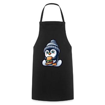 Penguin Snowboard Cheeseburger Fun - Tablier de cuisine - noir - Devant - AI Model Male 185 dark (185cm)