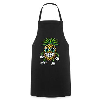 Ananas Frucht fruchtig sommer cool süß Cartoon - Kochschürze - Schwarz - Vorne - AI Model Male 185 dark (185cm)