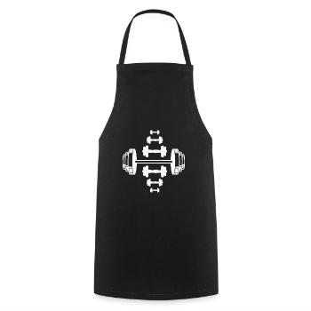 Musculation - Haltérophilie Fitness Workout Gym - Tablier de cuisine - noir - Devant - AI Model Male 185 dark (185cm)