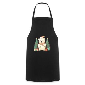 Cute Christmas Polar Bear - Cooking Apron - black - Front - AI Model Male 185 dark (185cm)