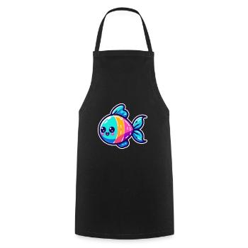 Regenbogen Fisch Design - Kochschürze - Schwarz - Vorne - AI Model Male 185 dark (185cm)