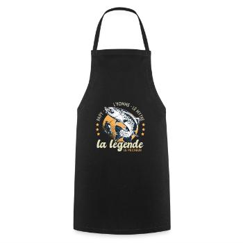 papy homme mythe légende pêche cadeau papi pêcheur - Tablier de cuisine - noir - Devant - AI Model Male 185 dark (185cm)