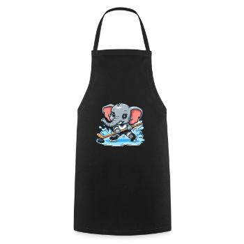 Elefant als Eishockeyspieler - Cooking Apron - black - Front - AI Model Male 185 dark (185cm)