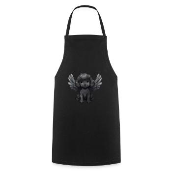 Dog poodle black fur angel wings cute comic - Cooking Apron - black - Front - AI Model Male 185 dark (185cm)