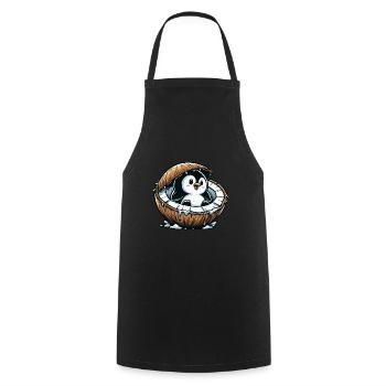 Cute Penguin Coconut Summer Fruit Funny - Cooking Apron - black - Front - AI Model Male 185 dark (185cm)