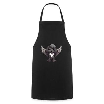 Black Poodle Angel - Cute dog with - Cooking Apron - black - Front - AI Model Male 185 dark (185cm)