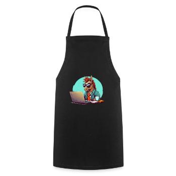 Pferde-Power CEO - Kaffee und Laptop im Business - Kochschürze - Schwarz - Vorne - AI Model Male 185 dark (185cm)
