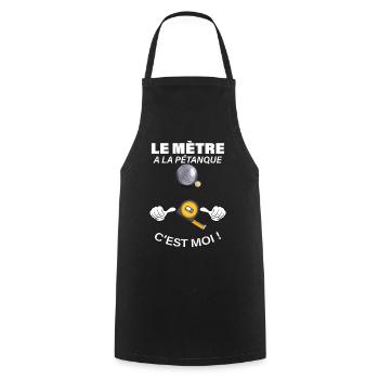 Pétanque humour retraite - Tablier de cuisine - noir - Devant - AI Model Male 185 dark (185cm)