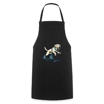 Dog Labrador Retriever Skiing Skier - Cooking Apron - black - Front - AI Model Male 185 dark (185cm)