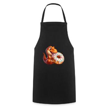 Dino T-Rex Bonbons aux beignets - Tablier de cuisine - noir - Devant - AI Model Male 185 dark (185cm)
