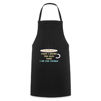 Chai Latte Tee trinken Teetrinker - Kochschürze - Schwarz - Vorne - AI Model Male 185 dark (185cm)