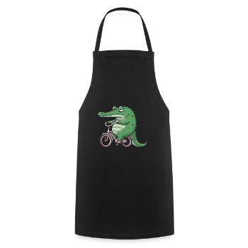 Whimsical bored crocodile cyclist lus - Cooking Apron - black - Front - AI Model Male 185 dark (185cm)