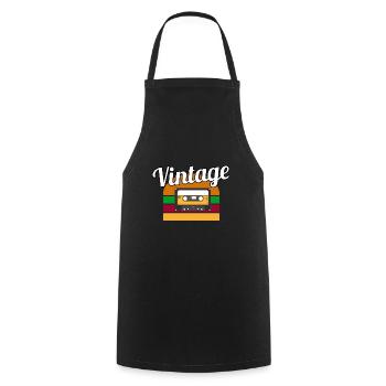 Vintage casette - Tablier de cuisine - noir - Devant - AI Model Male 185 dark (185cm)