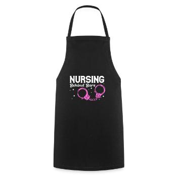 Nursing Behind Bars - Drôle d’infirmière correctionnelle - Tablier de cuisine - noir - Devant - AI Model Male 185 dark (185cm)