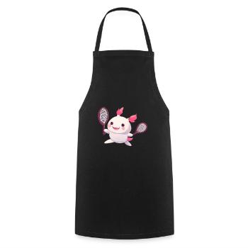Süßes Kawaii Axolotl spielt Tennis - Kochschürze - Schwarz - Vorne - AI Model Male 185 dark (185cm)
