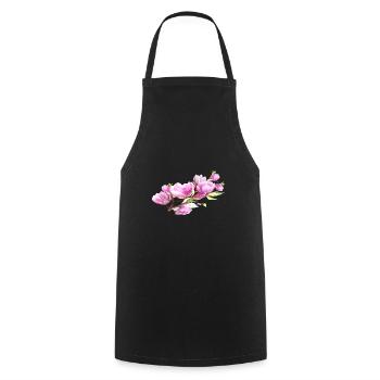 Magnolia Spring Flower Summer - Cooking Apron - black - Front - AI Model Male 185 dark (185cm)