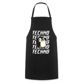 Techno Pinguin - Kochschürze - Schwarz - Vorne - AI Model Male 185 dark (185cm)