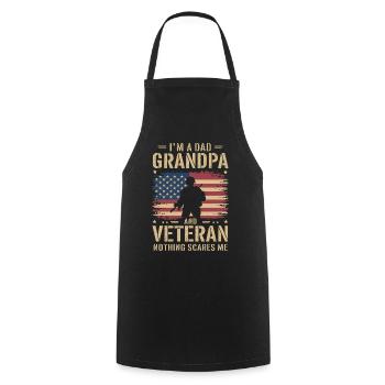 Soldat militaire vétéran - Tablier de cuisine - noir - Devant - AI Model Male 185 dark (185cm)