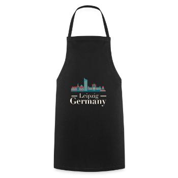 Leipzig Skyline - Cooking Apron - black - Front - AI Model Male 185 dark (185cm)