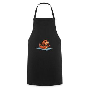 Dachshund Yoga Fitness Workout Cute Dog Gymnastics - Cooking Apron - black - Front - AI Model Male 185 dark (185cm)