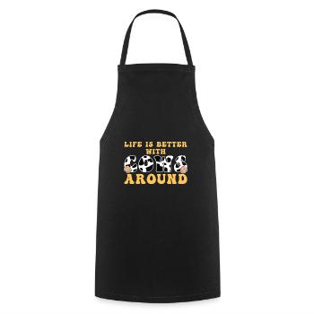 Cow Farmer Farm - Cooking Apron - black - Front - AI Model Male 185 dark (185cm)