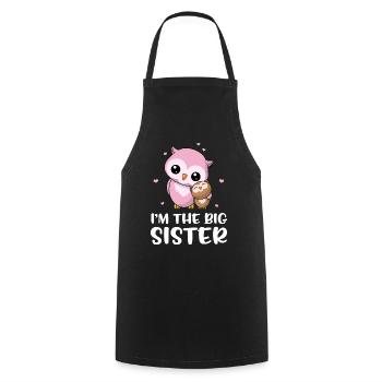 I'm The Big Sister - Big Owls Sister - Cooking Apron - black - Front - AI Model Male 185 dark (185cm)