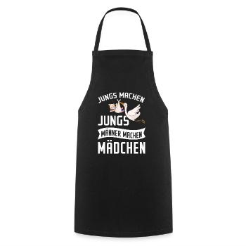 JUNGS MACHEN JUNGS MÄNNER MACHEN MÄDCHEN - Kochschürze - Schwarz - Vorne - AI Model Male 185 dark (185cm)